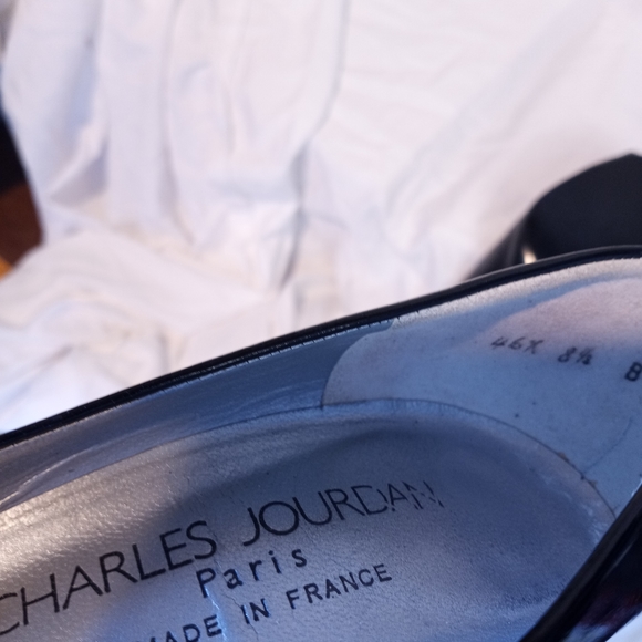 FINAL SALE - VINTAGE CHARLES JOURDAN Peep-Toe Mixed-media Heels - Picture 7 of 9